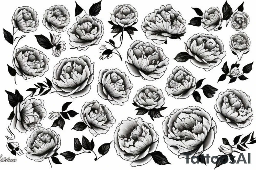 Big tattoo on the hip, peonies tattoo idea