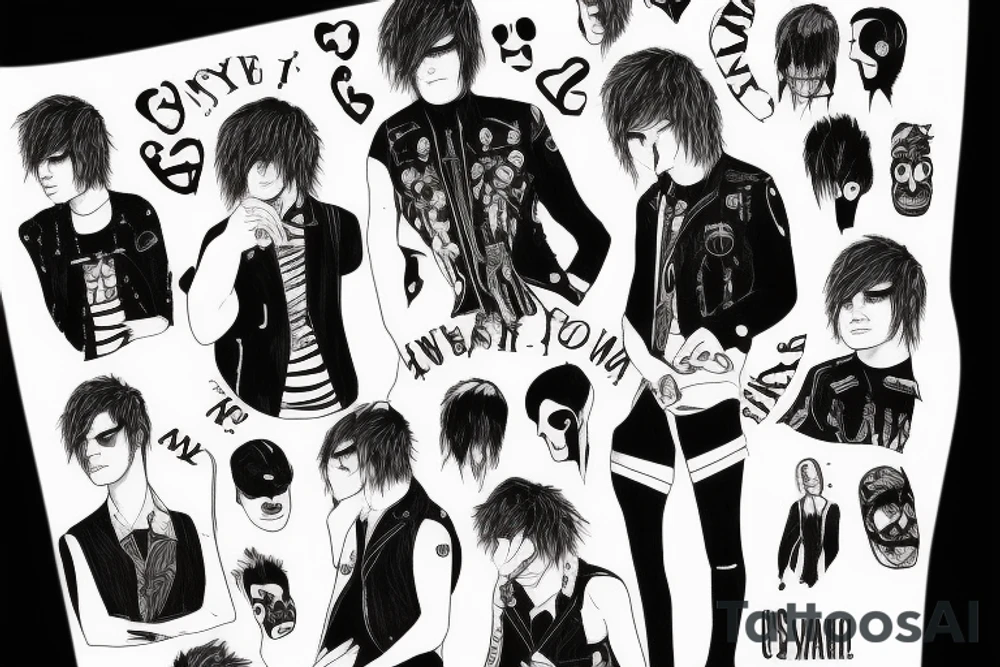 my chemical romance illustration with some lyrycs of the song tattoo idea