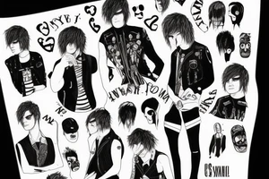 my chemical romance illustration with some lyrycs of the song tattoo idea