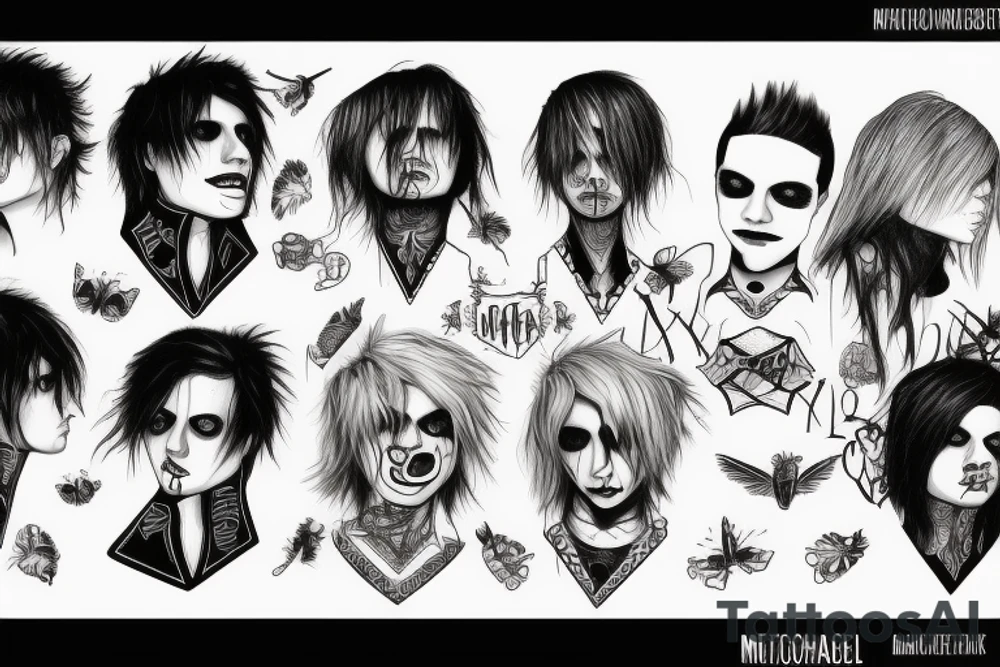 my chemical romance illustration with some lyrycs of the song tattoo idea