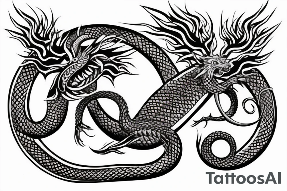 Japanese dragon ouroboros tattoo idea