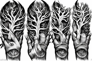 a withered tree grows from the palm of your hand tattoo idea