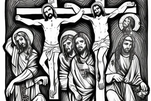 Jesus Christ in a crown crucified on the cross tattoo idea