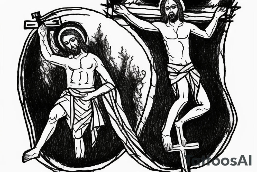Jesus Christ in a crown crucified on the cross tattoo idea