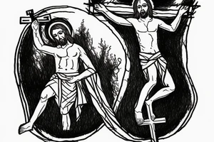 Jesus Christ in a crown crucified on the cross tattoo idea