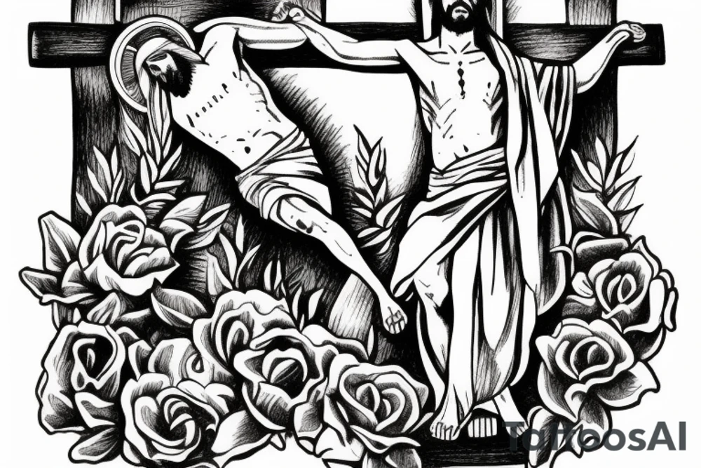 Jesus Christ in a crown crucified on the cross tattoo idea