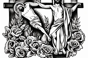 Jesus Christ in a crown crucified on the cross tattoo idea