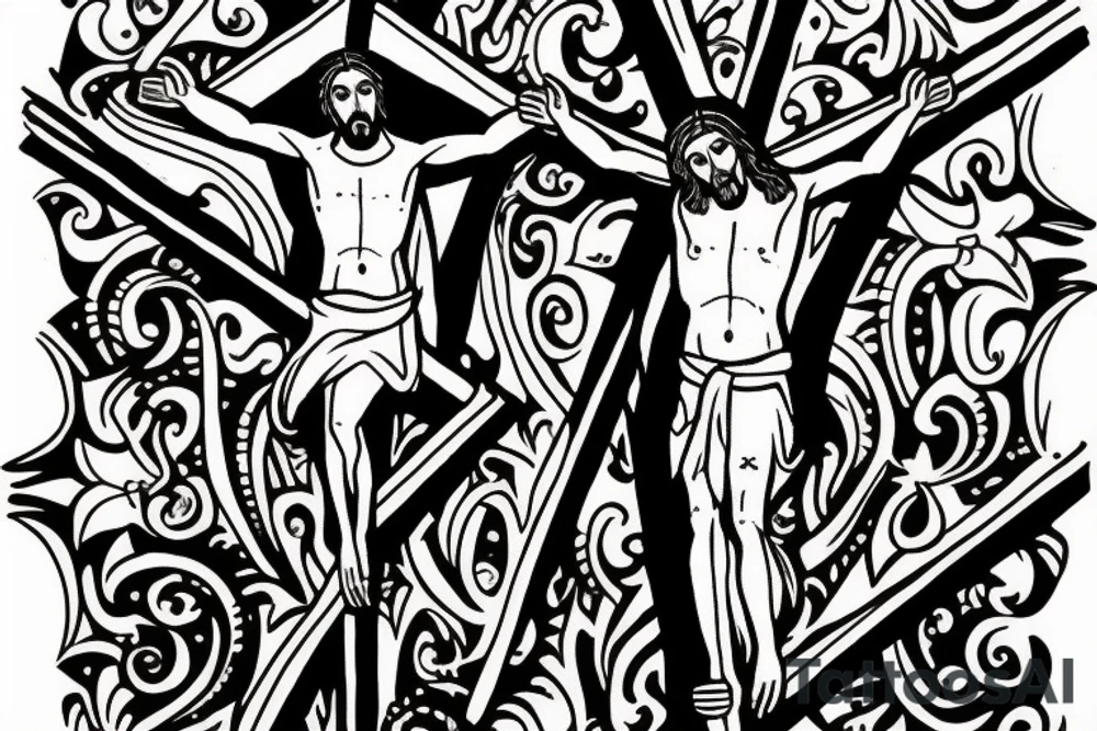 Jesus Christ in a crown crucified on the cross tattoo idea