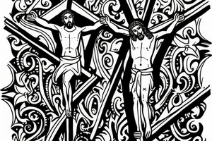 Jesus Christ in a crown crucified on the cross tattoo idea