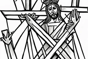 Jesus Christ in a crown crucified on the cross tattoo idea