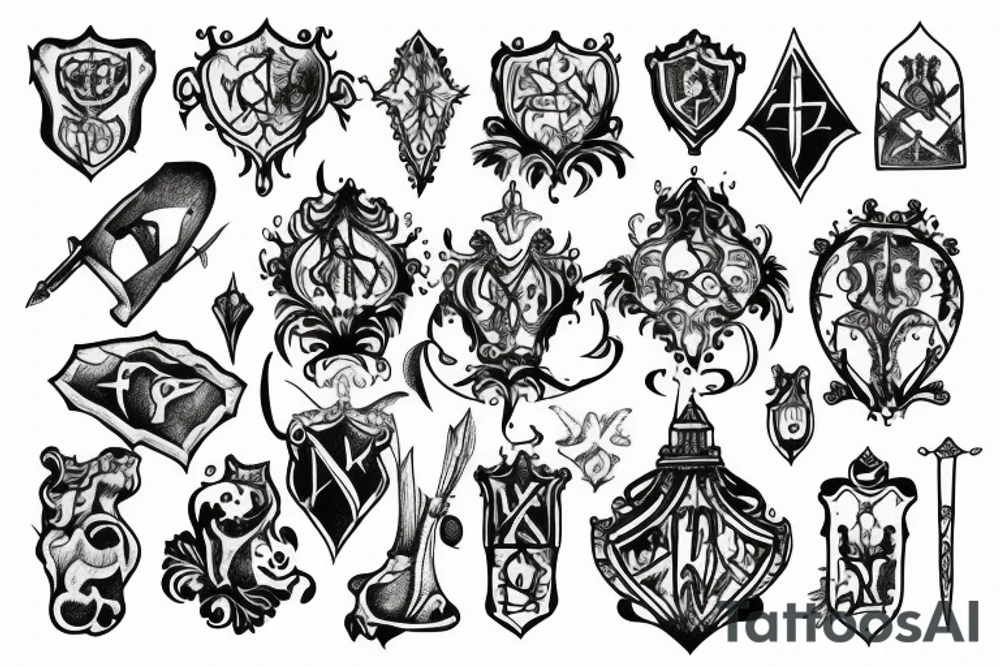 Ugly drawing of medieval castle tattoo idea