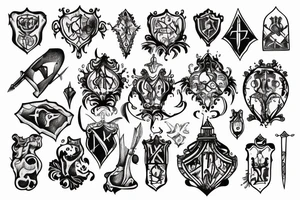 Ugly drawing of medieval castle tattoo idea