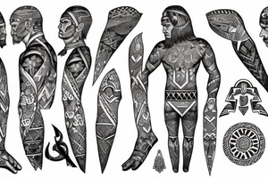 Serbian chetnik surrounded by tribal patterns tattoo idea