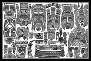 Serbian chetnik surrounded by tribal patterns tattoo idea