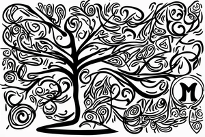 tree with a T and an M and an N integrated tattoo idea