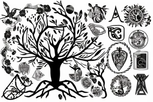 tree with a T and an M and an N integrated tattoo idea