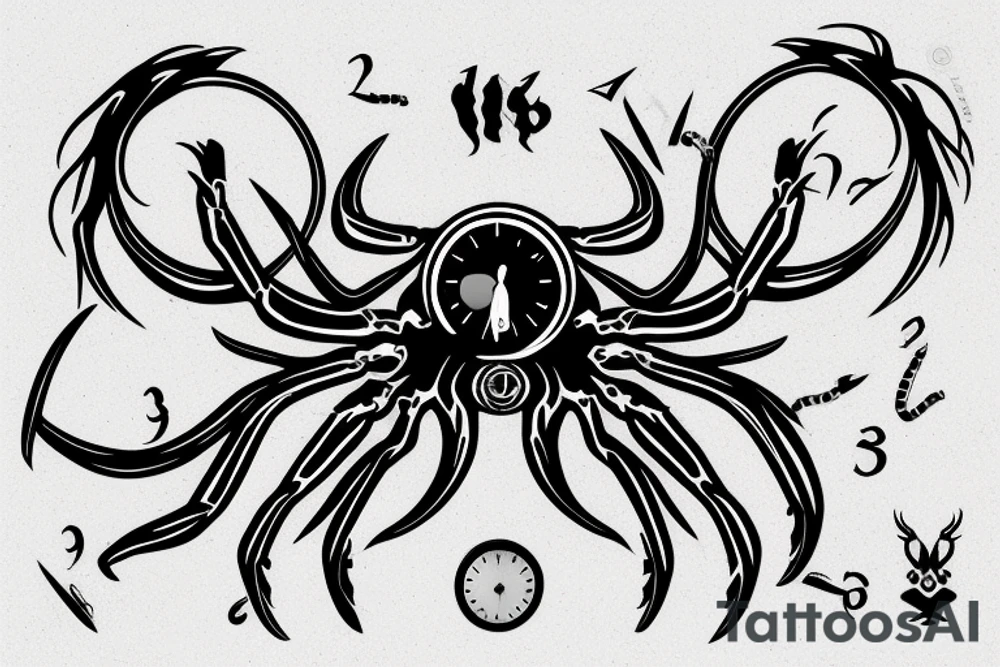 Scorpion with the clock between claws tattoo idea