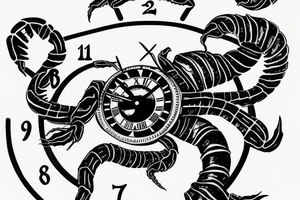 Scorpion with the clock between claws tattoo idea