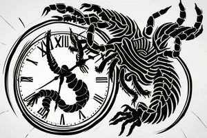 Scorpion with the clock between claws tattoo idea
