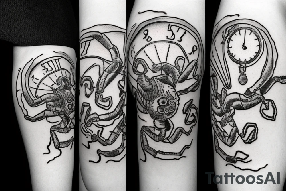 Scorpion with the pocket watch between claws tattoo idea