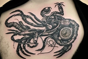 Scorpion with the pocket watch between claws tattoo idea
