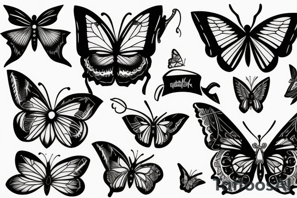 Black butterfly tattoo idea