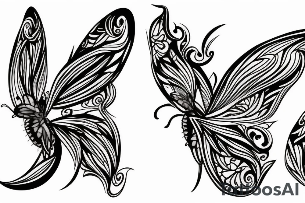 Black butterfly with sharp wings tattoo idea