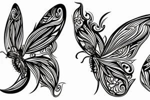 Black butterfly with sharp wings tattoo idea