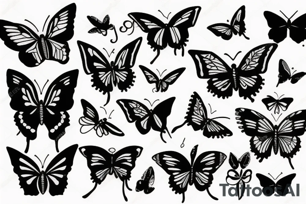 Black butterfly with sharp wings tattoo idea