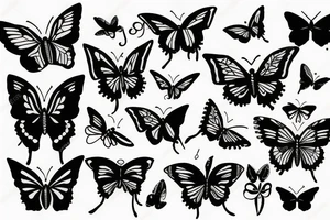 Black butterfly with sharp wings tattoo idea