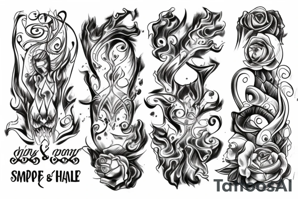 Hips as smoke and fire tattoo idea