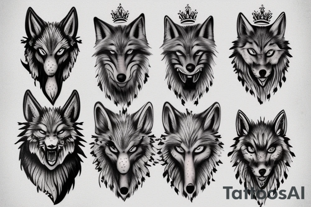 Crown wolf tattoo idea
