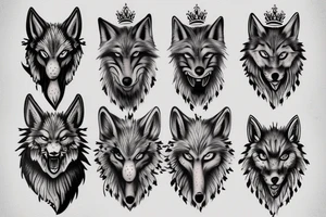 Crown wolf tattoo idea