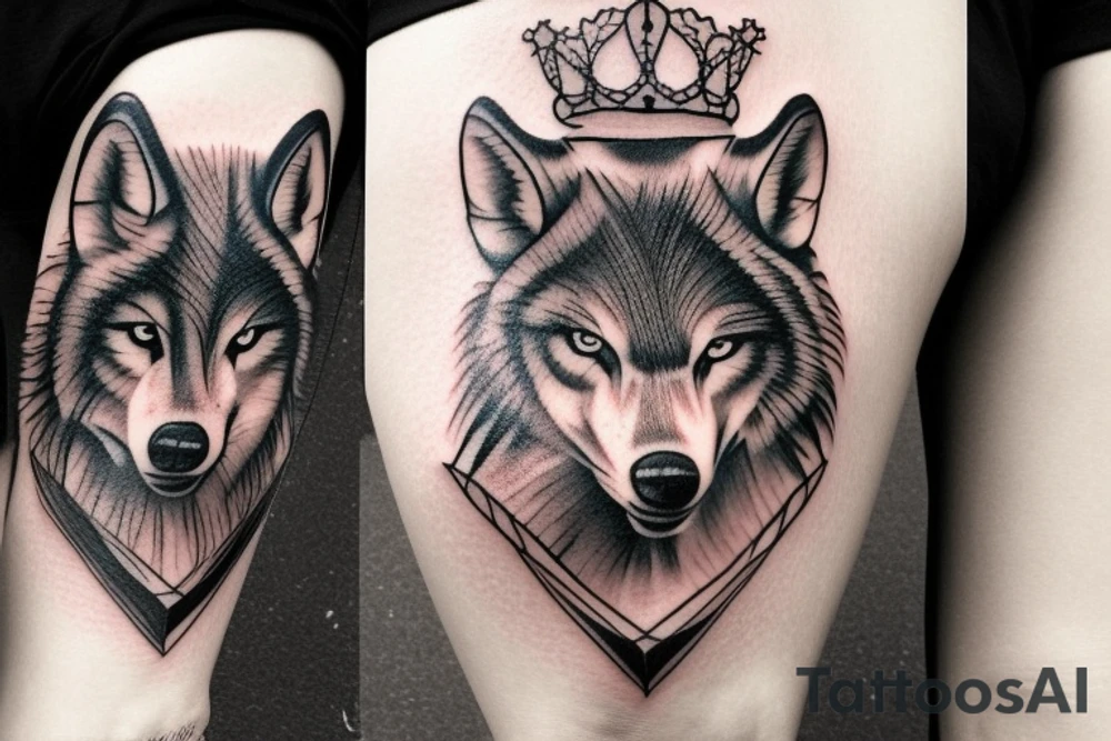 Crown wolf tattoo idea