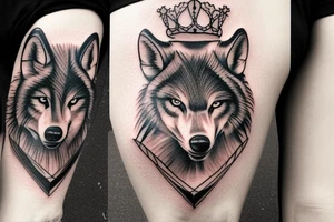 Crown wolf tattoo idea