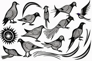 Pigeon with sun rays tattoo idea