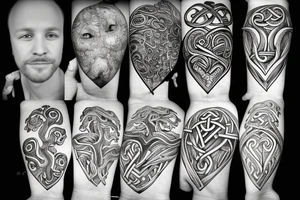viking,greek,mythology,geometric,jormungandr,eye,heart,hand,tree, tattoo idea