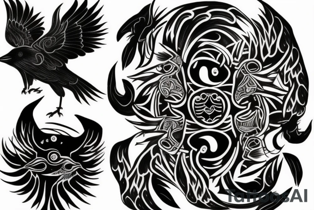 Crow wolf Yin Yang tattoo idea