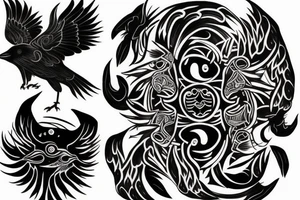 Crow wolf Yin Yang tattoo idea