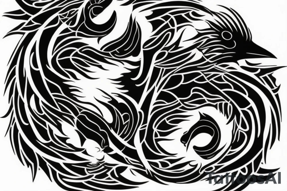 Crow wolf Yin Yang tattoo idea