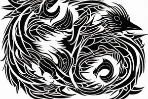 Crow wolf Yin Yang tattoo idea