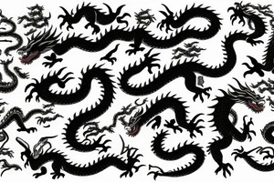 gzhel, chineese ceramic amd asian dragons tattoo idea