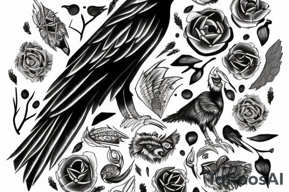 Crow wolf tattoo idea