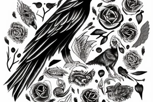 Crow wolf tattoo idea