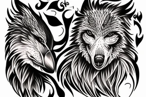 Crow wolf tattoo idea