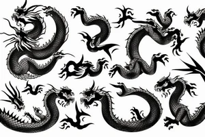 gzhel, chineese ceramic amd asian dragons tattoo idea
