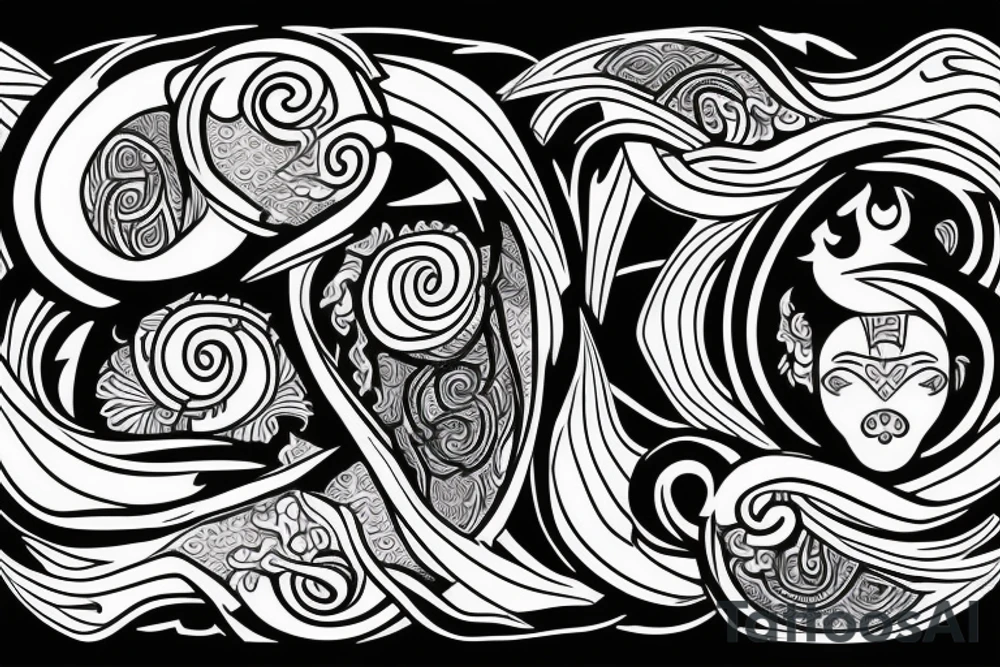 Illuminated Yin Yang runs tattoo idea