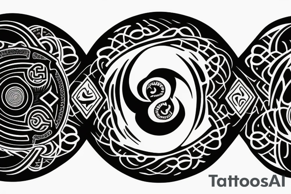 Illuminated Yin Yang runs tattoo idea