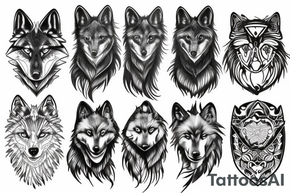 Black wolf tattoo idea
