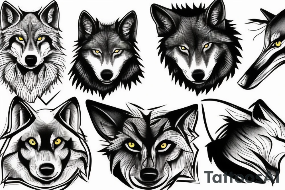 Black wolf tattoo idea